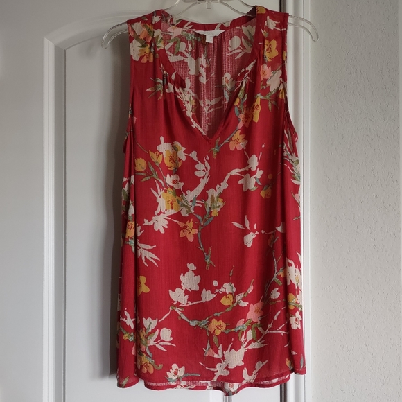 a:glow Size L-mat NEW Floral Rayon Sleeveless V-neck A-line Blouse Tank Top NWOT - Picture 9 of 9